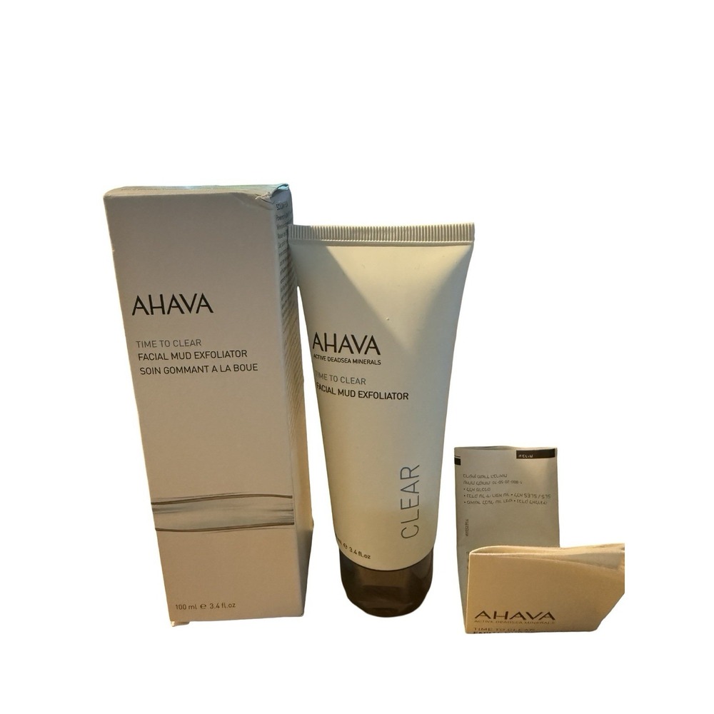 AHAVA Time To Clear FACIAL MUD EXFOLIATOR, 3.4 fl oz / 100 ml NIB + sealed